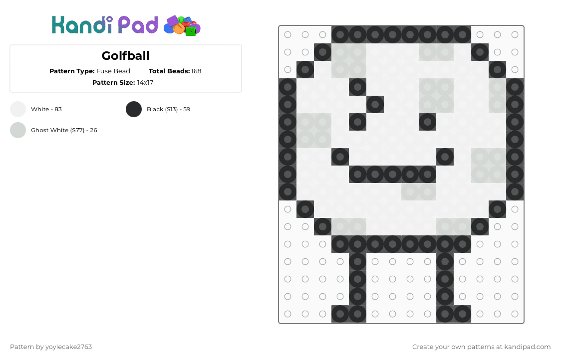 Golfball - Fuse Bead Pattern by yoylecake2763 on Kandi Pad - black,white
