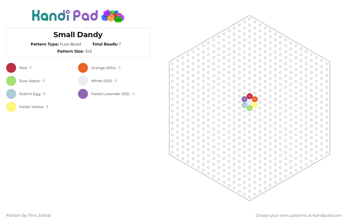 Small Dandy - Fuse Bead Pattern by f1nn_b0n3z on Kandi Pad - orange,light blue,yellow,colorful