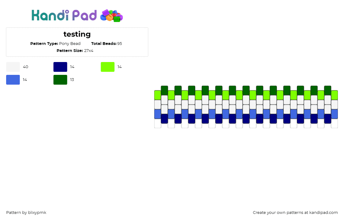 testing - Pony Bead Pattern by blixypmk on Kandi Pad - 