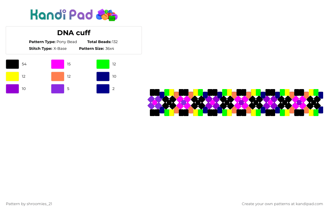 DNA cuff - Pony Bead Pattern by shroomies_21 on Kandi Pad - pink,purple