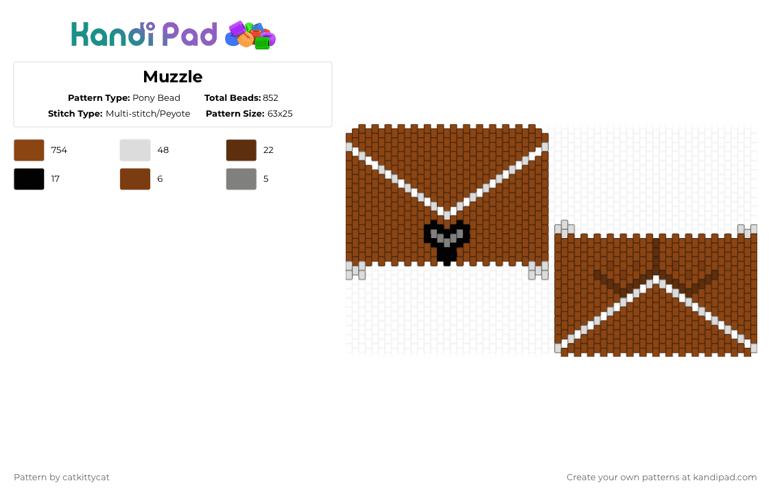 Muzzle - Pony Bead Pattern by catkittycat on Kandi Pad - red
