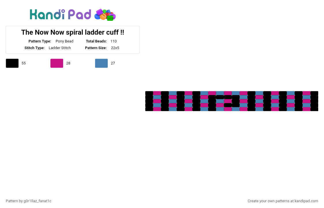 The Now Now spiral ladder cuff !! - Pony Bead Pattern by g0r1llaz_fanat1c on Kandi Pad - blue, pink