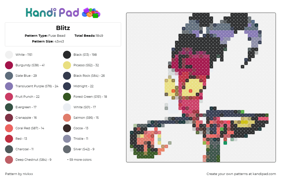 Blitz - Fuse Bead Pattern by nivkxx on Kandi Pad - 