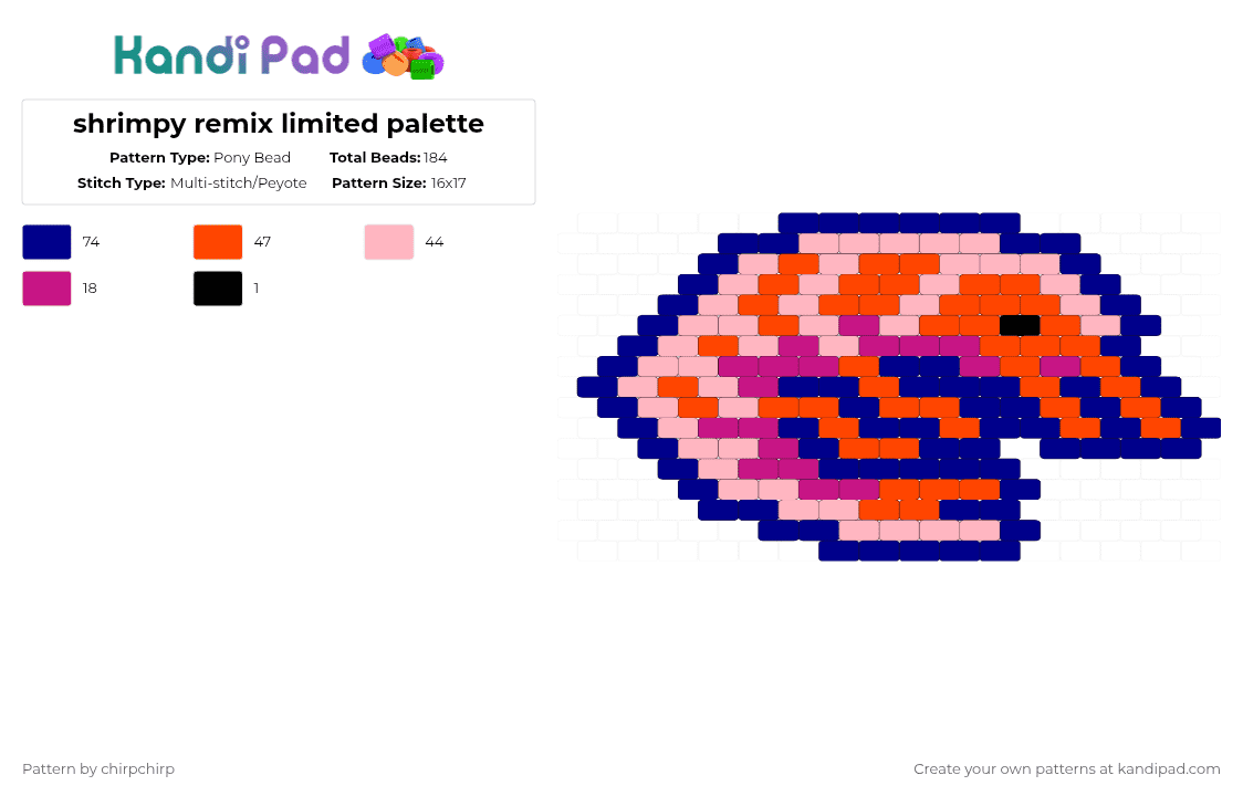 shrimpy remix limited palette - Pony Bead Pattern by chirpchirp on Kandi Pad - shrimp,shrimpy,animal,creature,purple,pink,sprimp,scrimp,shimp