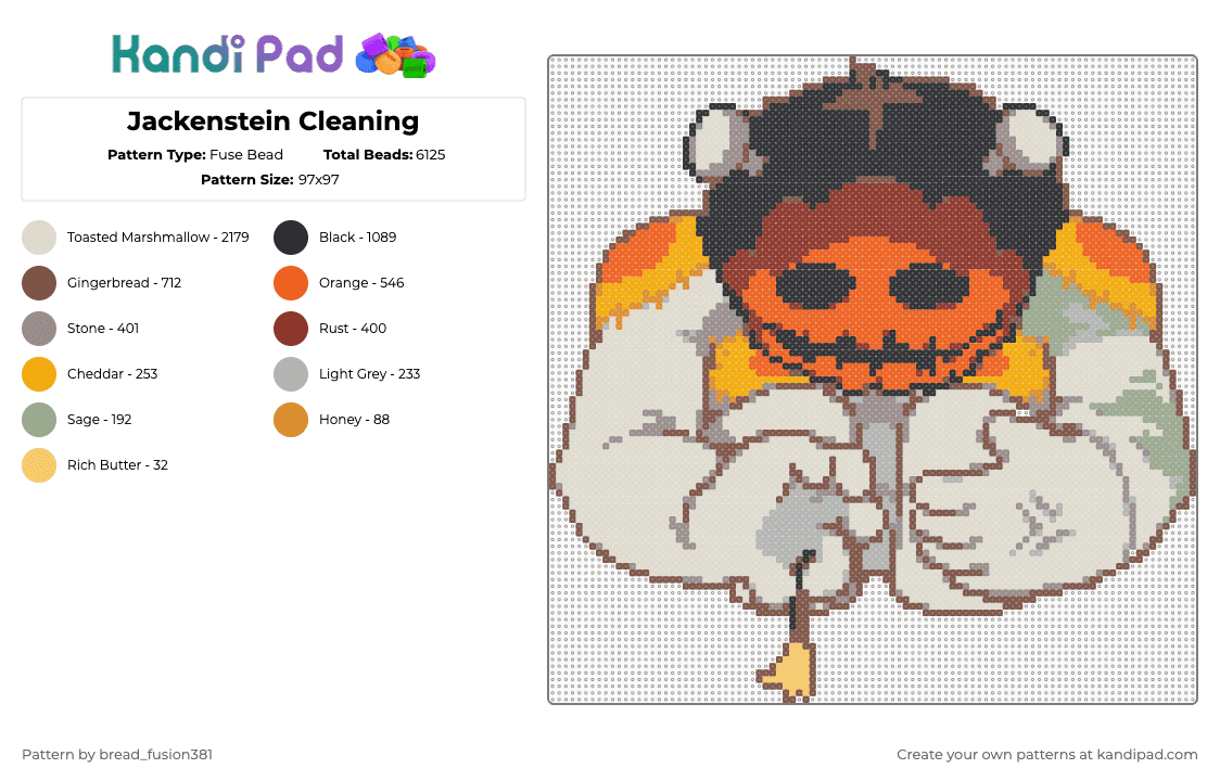 Jackenstein Cleaning - Fuse Bead Pattern by bread_fusion381 on Kandi Pad - orange,beige,jackenstein,deltarune,halloween,kris,susie,ralsei,deltarune chapter 4,gerson