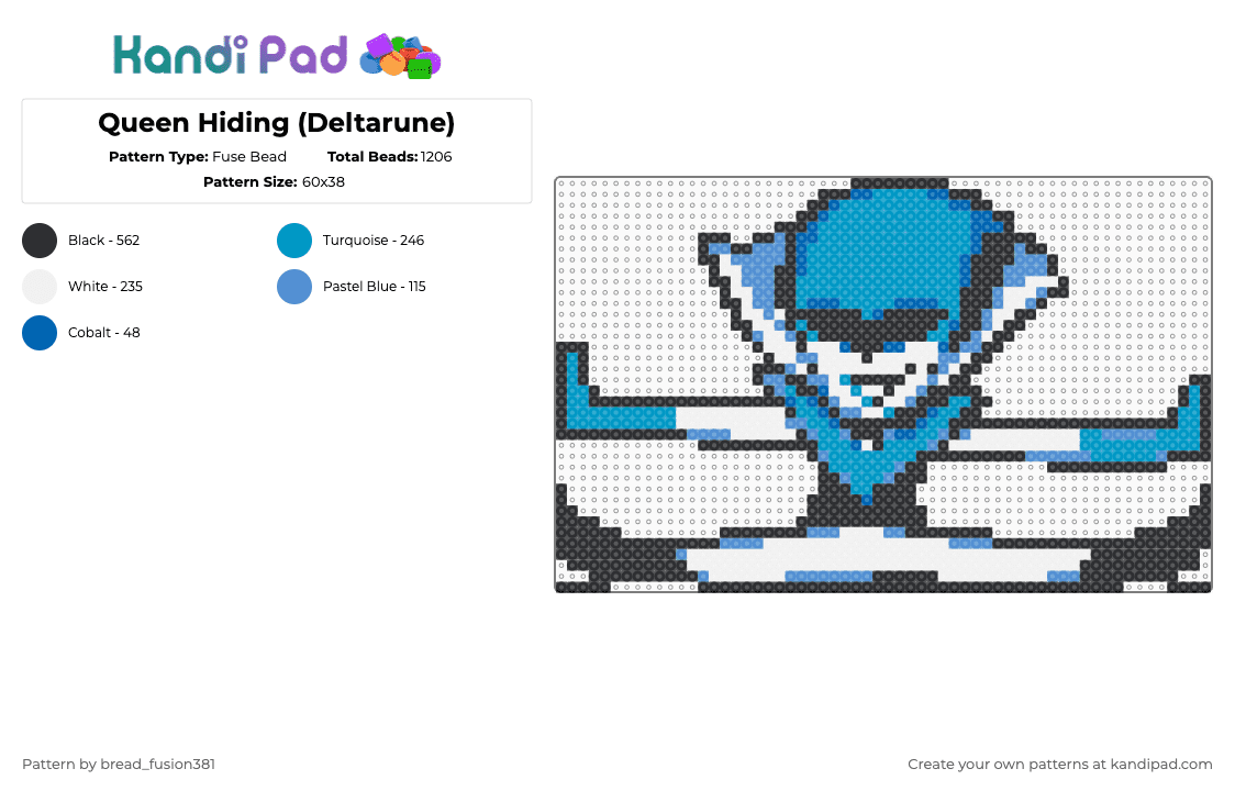 Queen Hiding (Deltarune) - Fuse Bead Pattern by bread_fusion381 on Kandi Pad - light blue,deltarune,undertale,queen,deltarune chapter 2,kris,susie,ralsei
