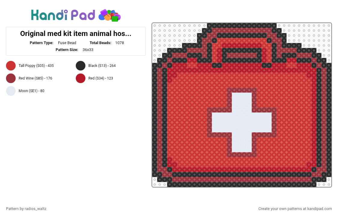 Original med kit item animal hospital - Fuse Bead Pattern by radios_waltz on Kandi Pad - red