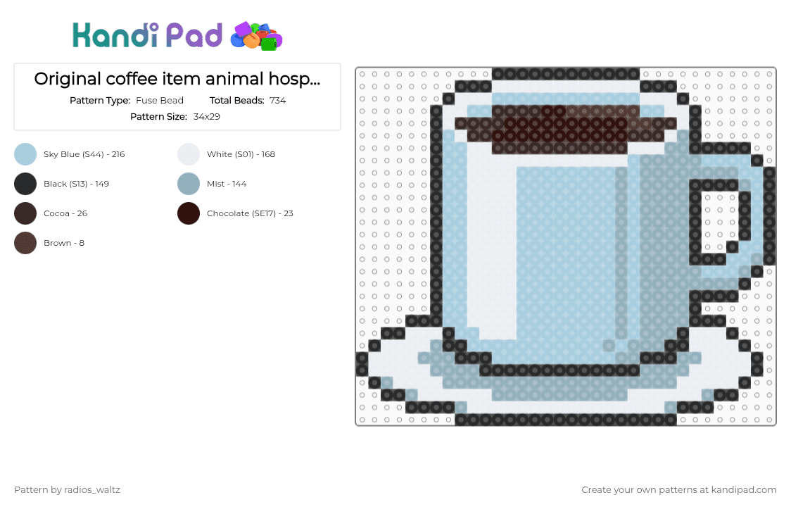 Original coffee item animal hospital - Fuse Bead Pattern by radios_waltz on Kandi Pad - light blue,animal hospital,roblox