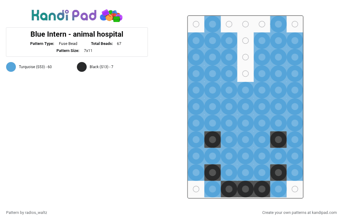 Blue Intern - animal hospital - Fuse Bead Pattern by radios_waltz on Kandi Pad - light blue