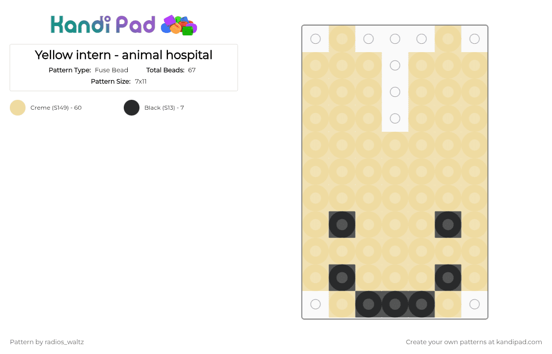 Yellow intern - animal hospital - Fuse Bead Pattern by radios_waltz on Kandi Pad - beige
