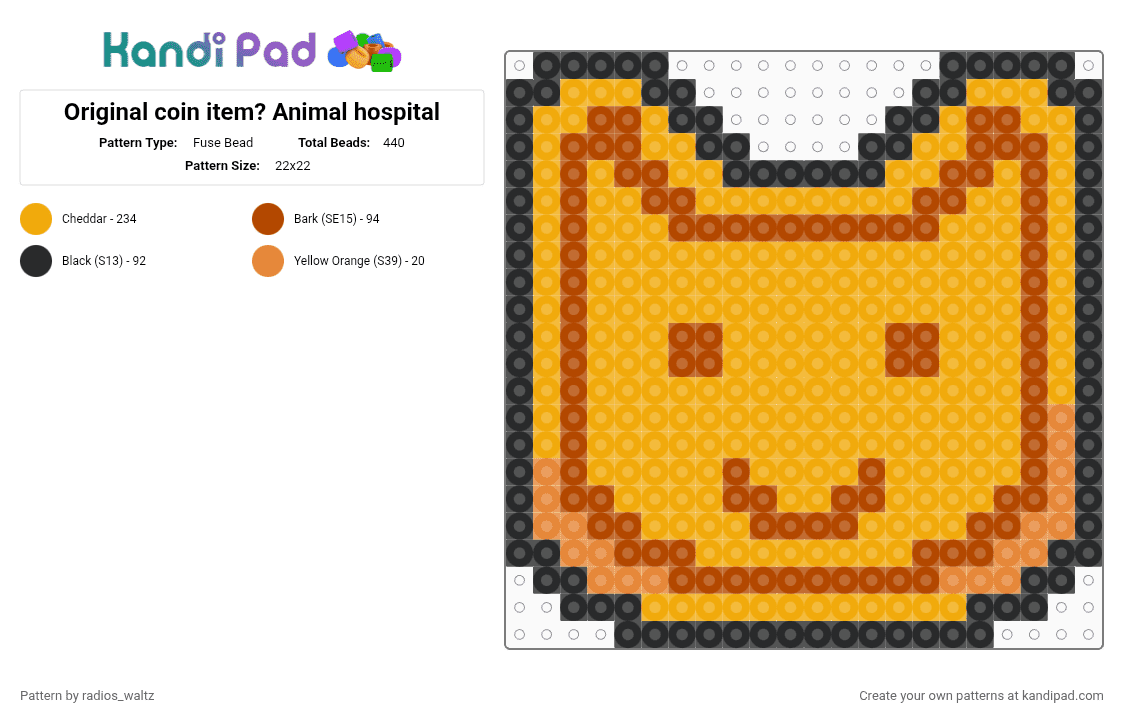 Original coin item? Animal hospital - Fuse Bead Pattern by radios_waltz on Kandi Pad - red,orange,animal hospital,roblox