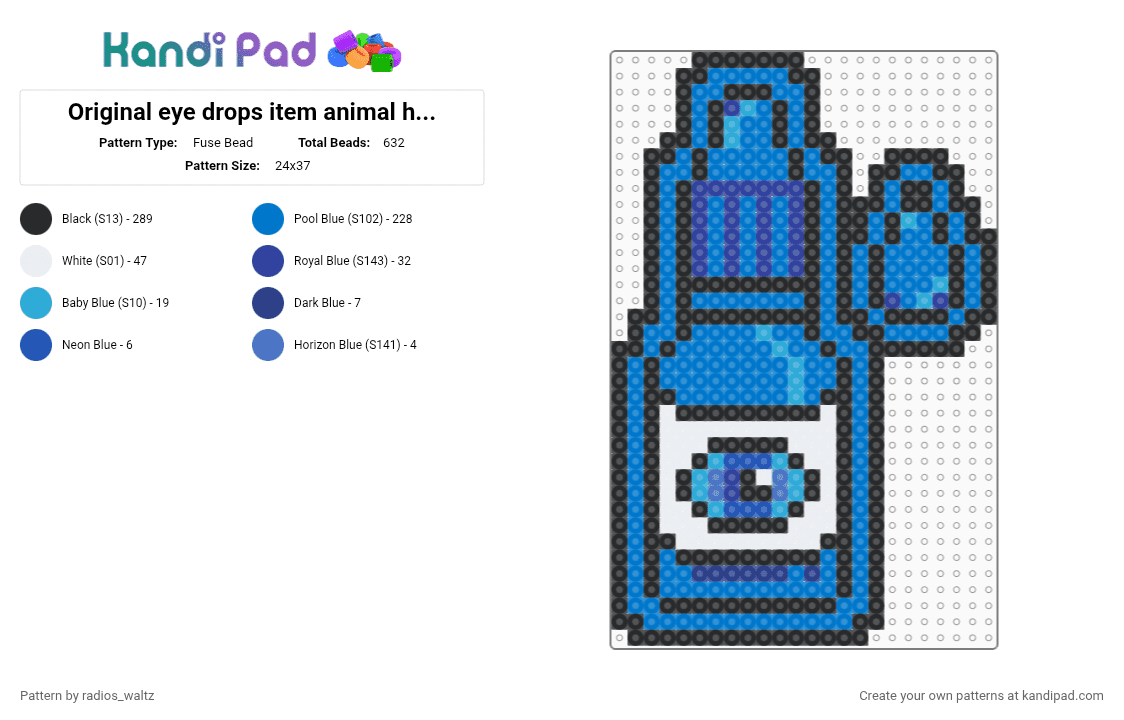 Original eye drops item animal hospital - Fuse Bead Pattern by radios_waltz on Kandi Pad - blue