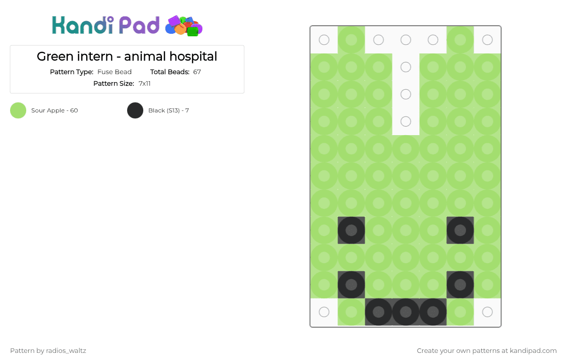 Green intern - animal hospital - Fuse Bead Pattern by radios_waltz on Kandi Pad - green