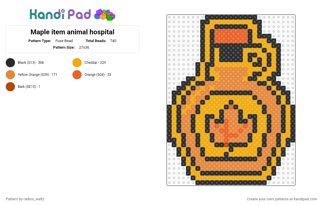 Maple item animal hospital - Fuse Bead Pattern by radios_waltz on Kandi Pad - orange