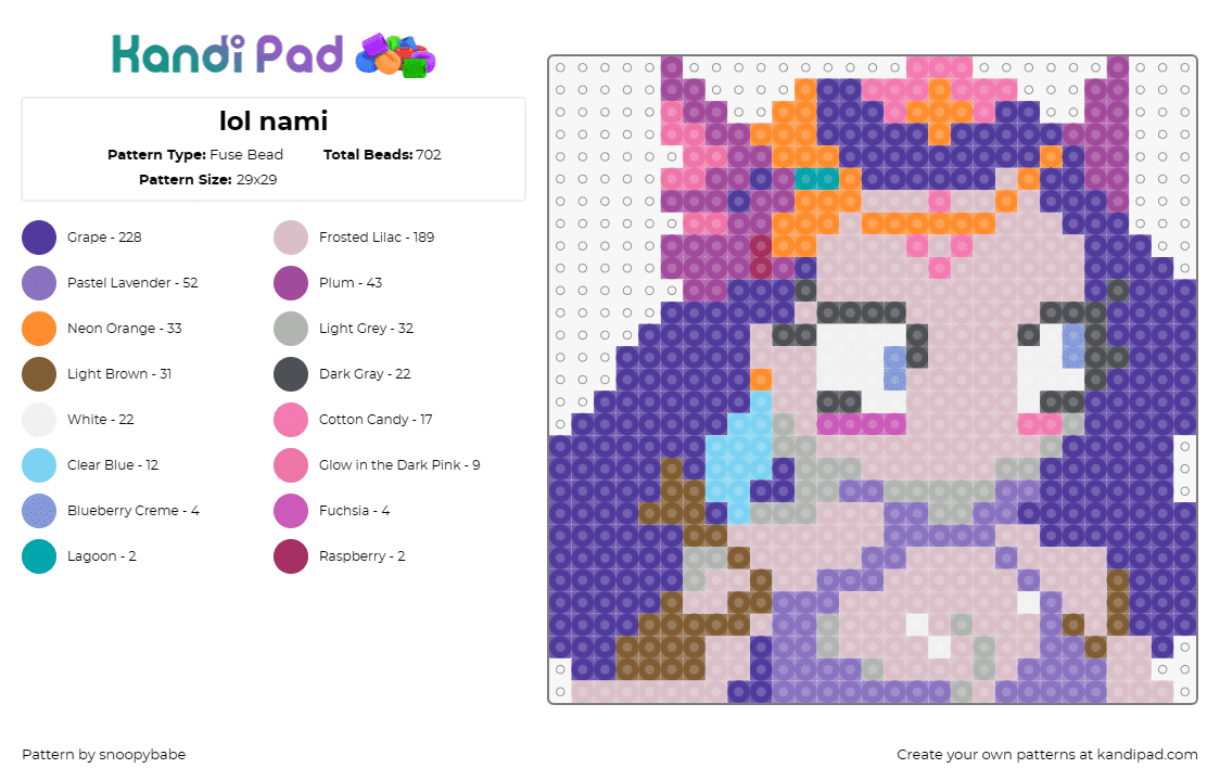 lol nami - Fuse Bead Pattern by snoopybabe on Kandi Pad - league of legends,nami,video games