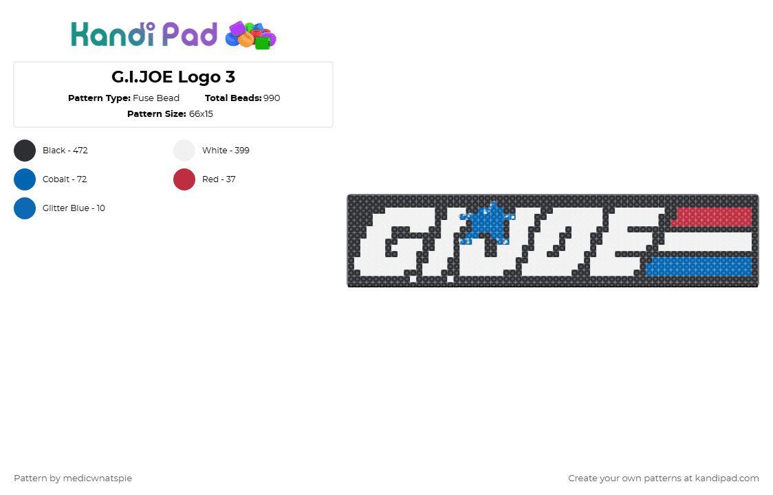 G.I.JOE Logo 3 - Fuse Bead Pattern by medicwnatspie on Kandi Pad - 