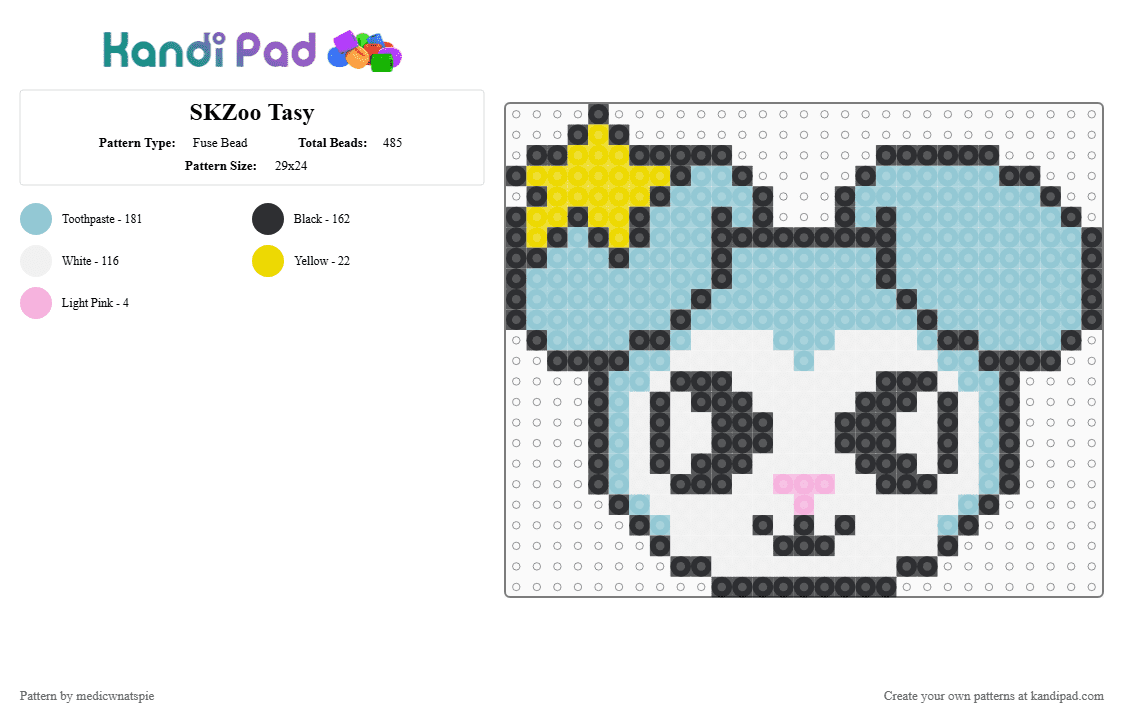 SKZoo Tasy - Fuse Bead Pattern by medicwnatspie on Kandi Pad - light blue,skzoo,tasy,stay,stray kids,kpop