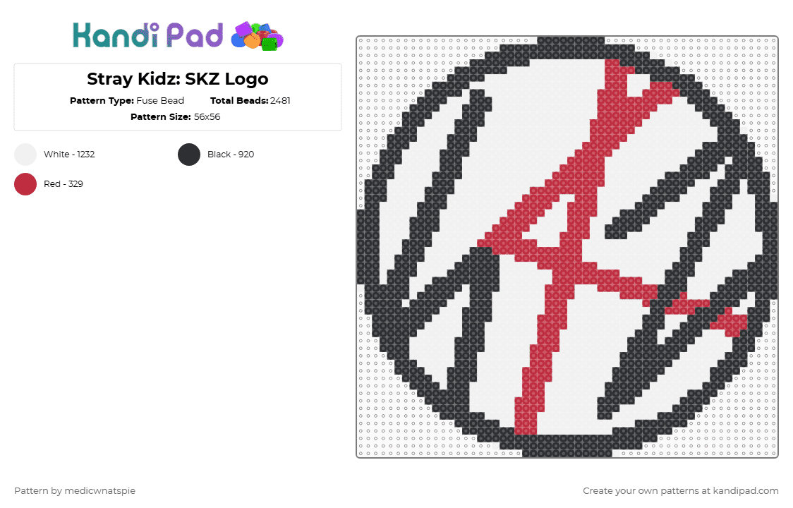 Stray Kidz: SKZ Logo - Fuse Bead Pattern by medicwnatspie on Kandi Pad - white,kpop,skz,stray kidz