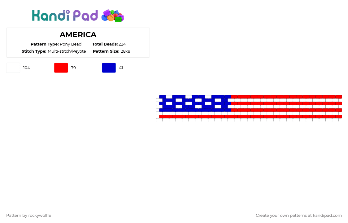 AMERICA - Pony Bead Pattern by rockywolffe on Kandi Pad - purple,red