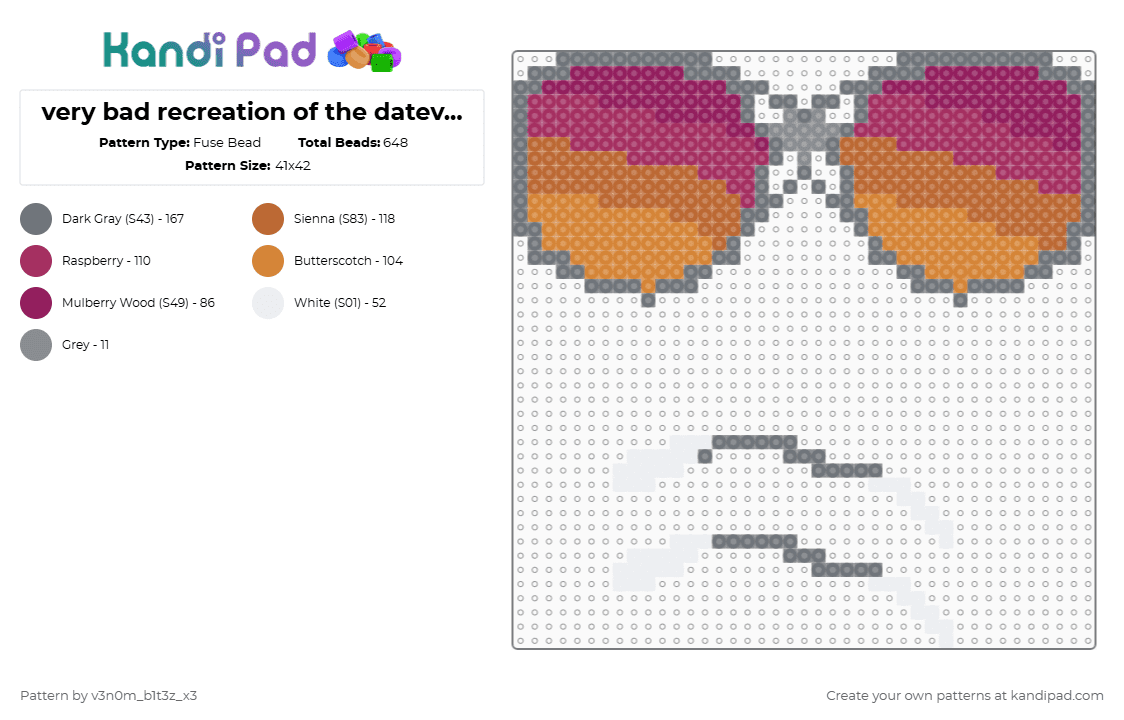 very bad recreation of the dateviators from hit game Date Everything! - Fuse Bead Pattern by v3n0m_b1t3z_x3 on Kandi Pad - gray,pink,dateviators,date everything,video game item,glasses,diy possibly but im not sure
