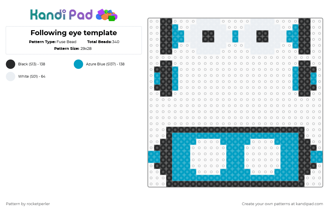 Following eye template - Fuse Bead Pattern by rocketperler on Kandi Pad - light blue,white