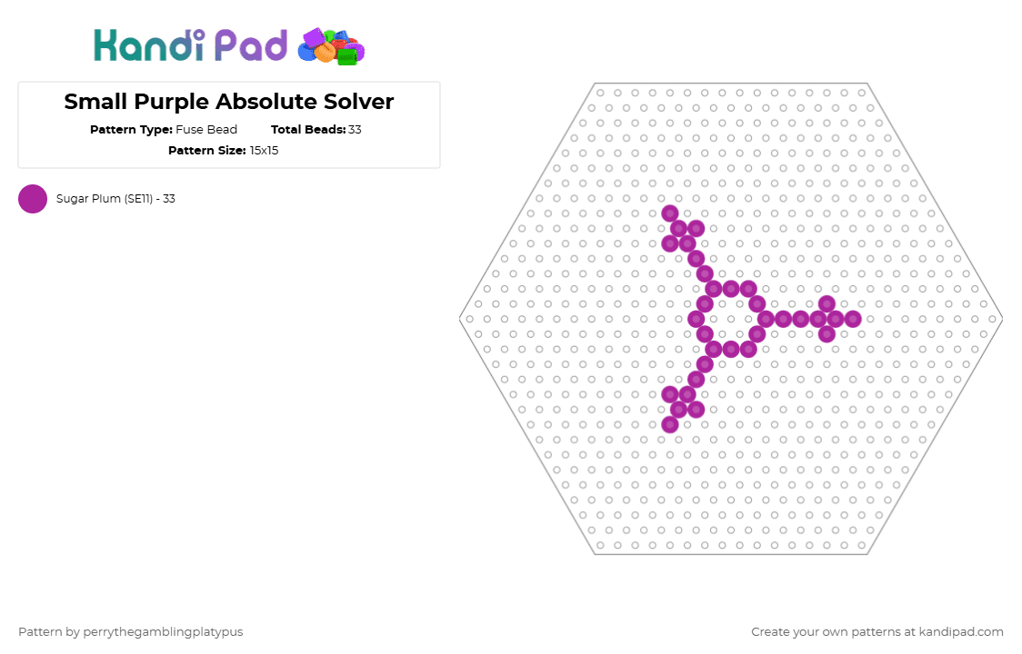 Small Purple Absolute Solver - Fuse Bead Pattern by perrythegambajester on Kandi Pad - pink,md,murderdrones,darkxwolf17,glitchproductions