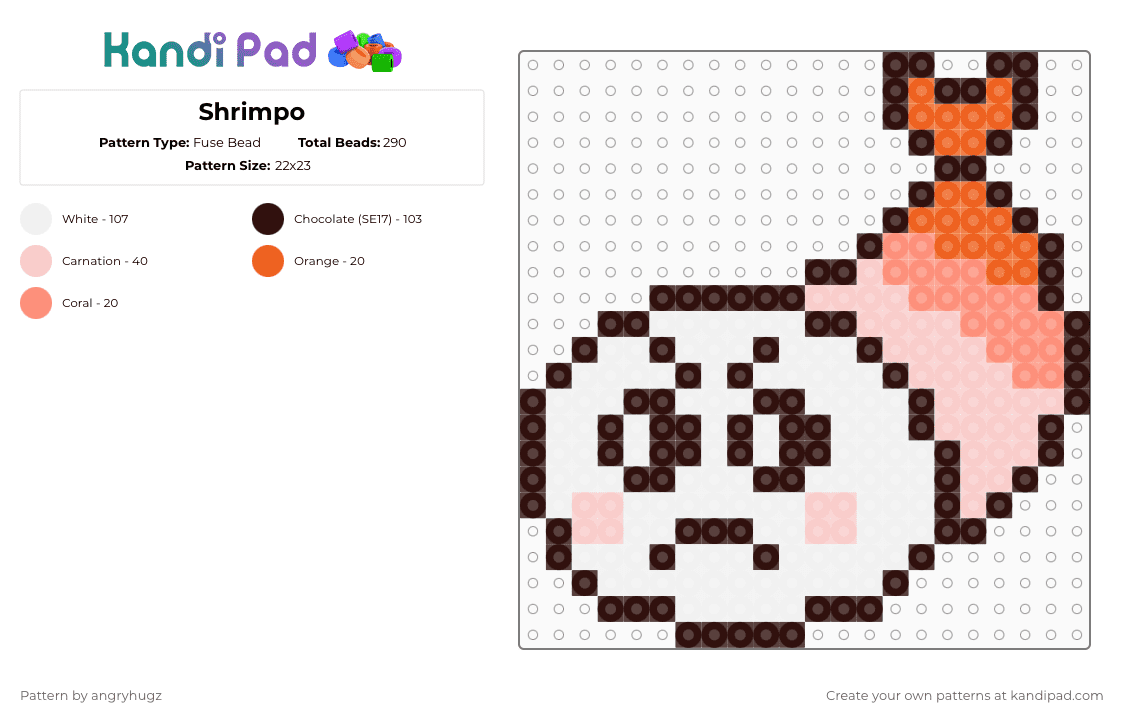 Shrimpo - Fuse Bead Pattern by angryhugz on Kandi Pad - brown,shrimpo,dandys world