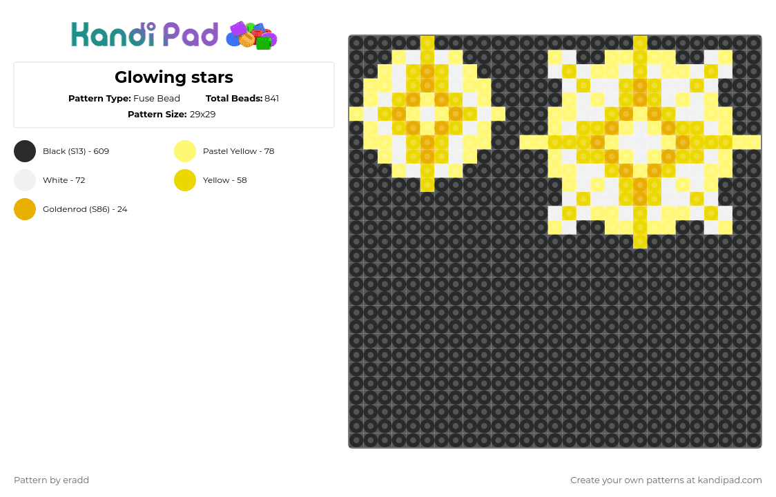 Glowing stars - Fuse Bead Pattern by eradd on Kandi Pad - black, earrings, gift, katelyn, necklace, stars, yellow