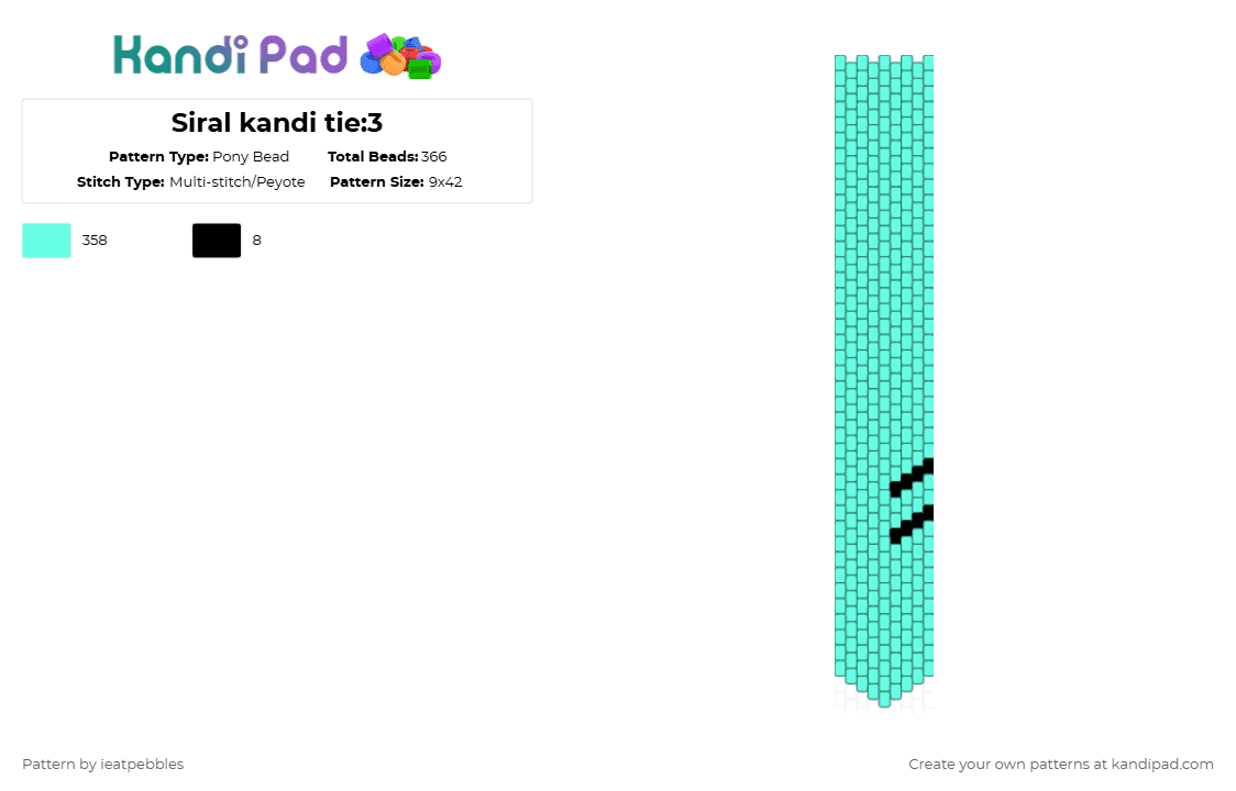 Siral kandi tie:3 - Pony Bead Pattern by ieatpebbles on Kandi Pad - teal