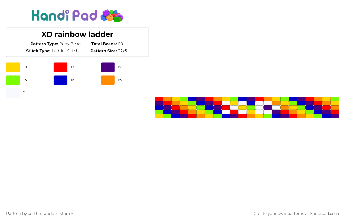 XD rainbow ladder - Pony Bead Pattern by xo-the-random-star-ox on Kandi Pad - purple,scenecore
