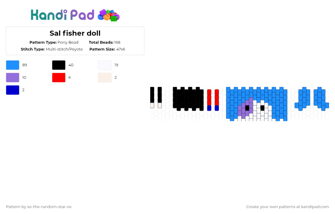 Sal fisher doll - Pony Bead Pattern by xo-the-random-star-ox on Kandi Pad - light blue,sally face,sal fisher,doll