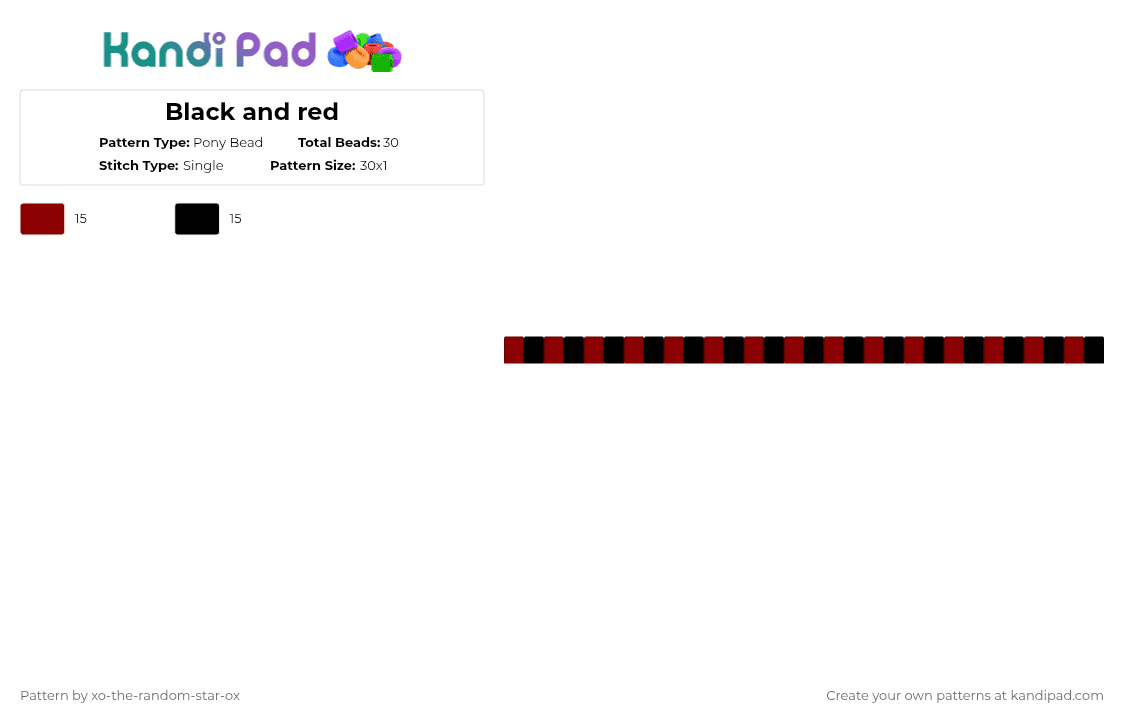 Black and red - Pony Bead Pattern by xo-the-random-star-ox on Kandi Pad - red,black