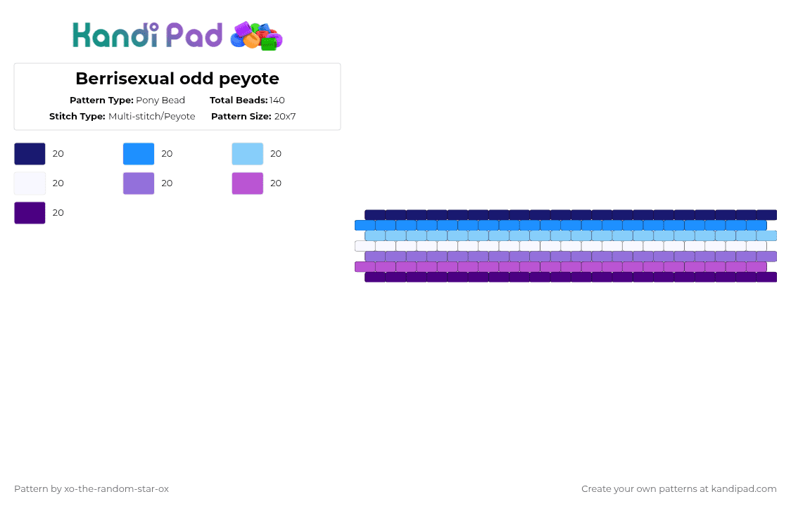 Berrisexual odd peyote - Pony Bead Pattern by xo-the-random-star-ox on Kandi Pad - purple,light blue,lgbtq
