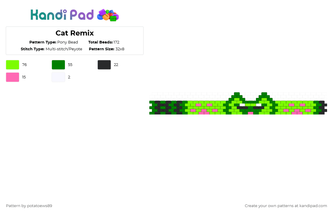 Cat Remix Pony Bead Pattern Kandi Pad Kandi Patterns Fuse Bead