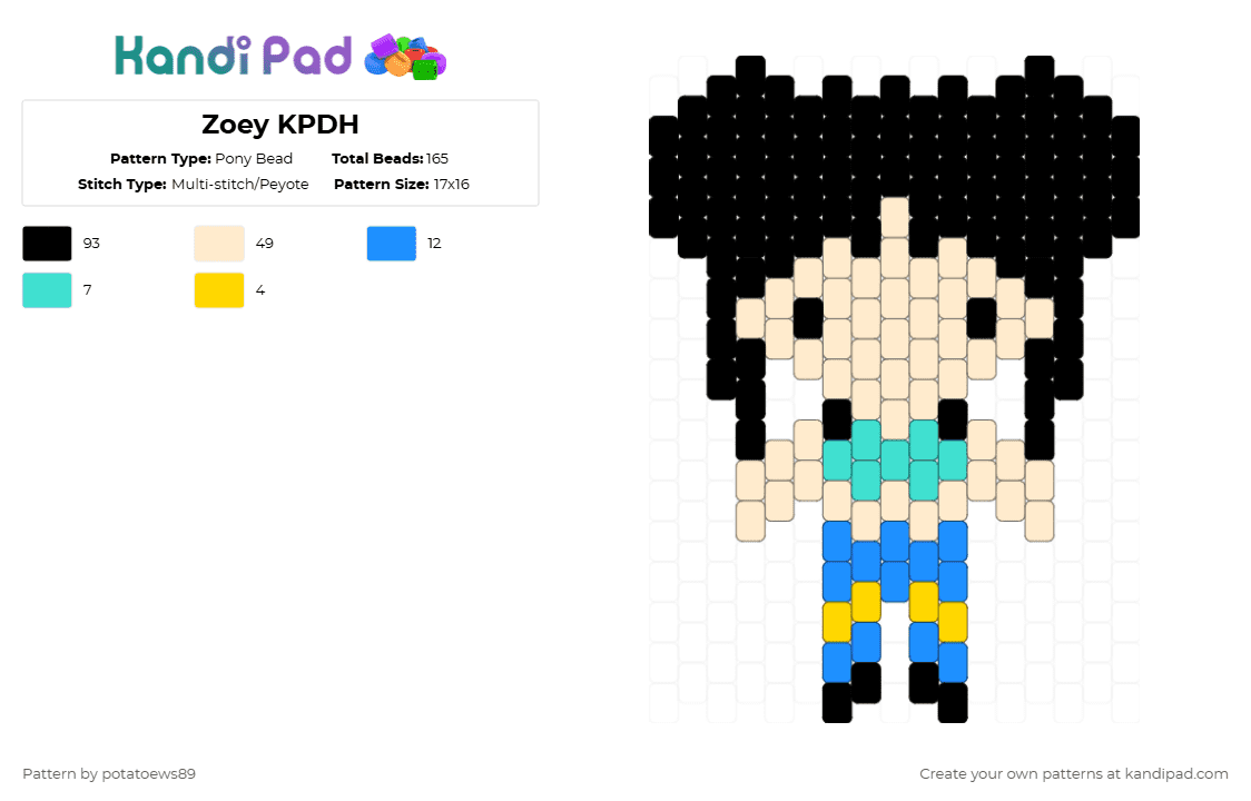 Zoey KPDH Pony Bead Pattern - Kandi Pad | Kandi Patterns, Fuse Bead ...