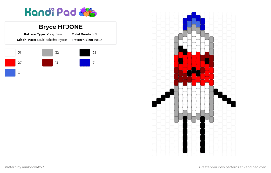 Bryce HFJONE - Pony Bead Pattern by rainbowratzx3 on Kandi Pad - beige,red,osc,hfjone,one,bryce,charm,soda bottle,object show,object show community