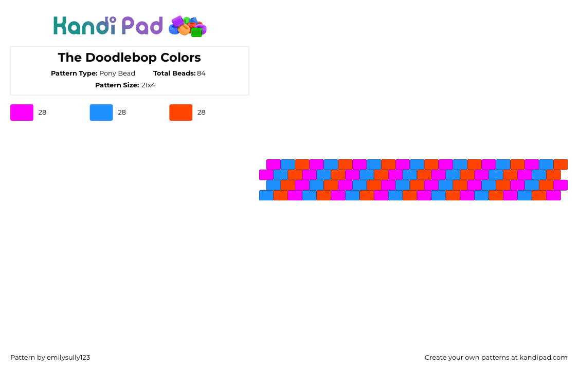 The Doodlebop Colors - Pony Bead Pattern by emilysully123 on Kandi Pad - pink,light blue,red