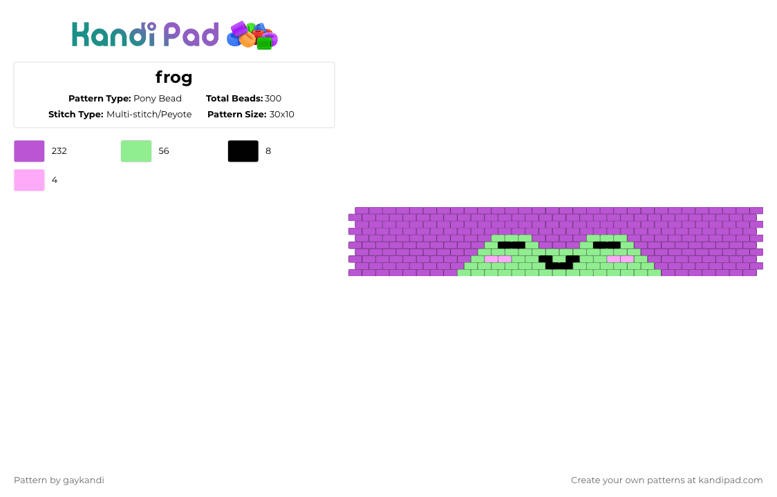frog - Pony Bead Pattern by gaykandi on Kandi Pad - pink