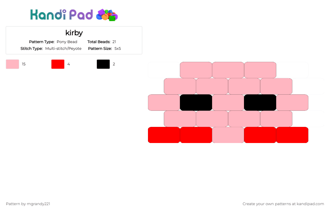 kirby - Pony Bead Pattern by mgrandy221 on Kandi Pad - pink