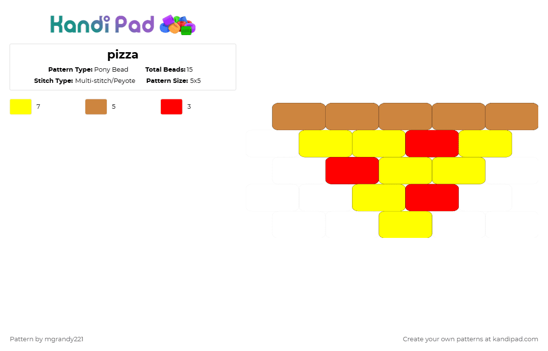 pizza - Pony Bead Pattern by mgrandy221 on Kandi Pad - orange,yellow