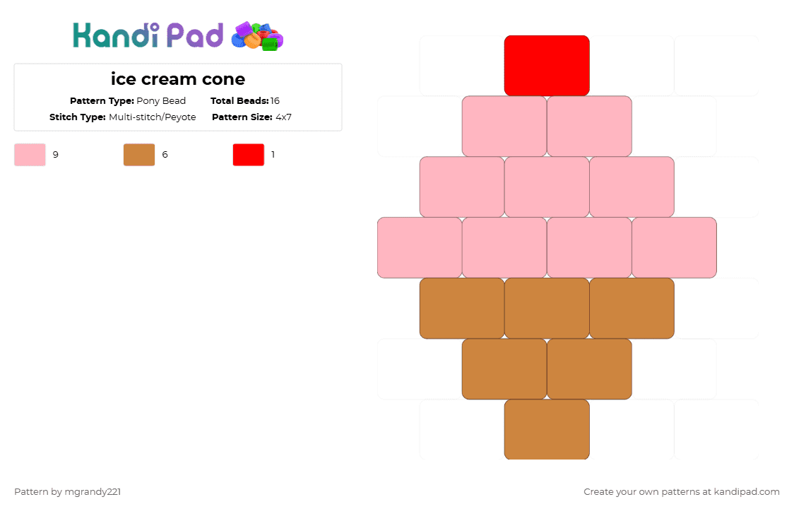ice cream cone - Pony Bead Pattern by mgrandy221 on Kandi Pad - orange,pink