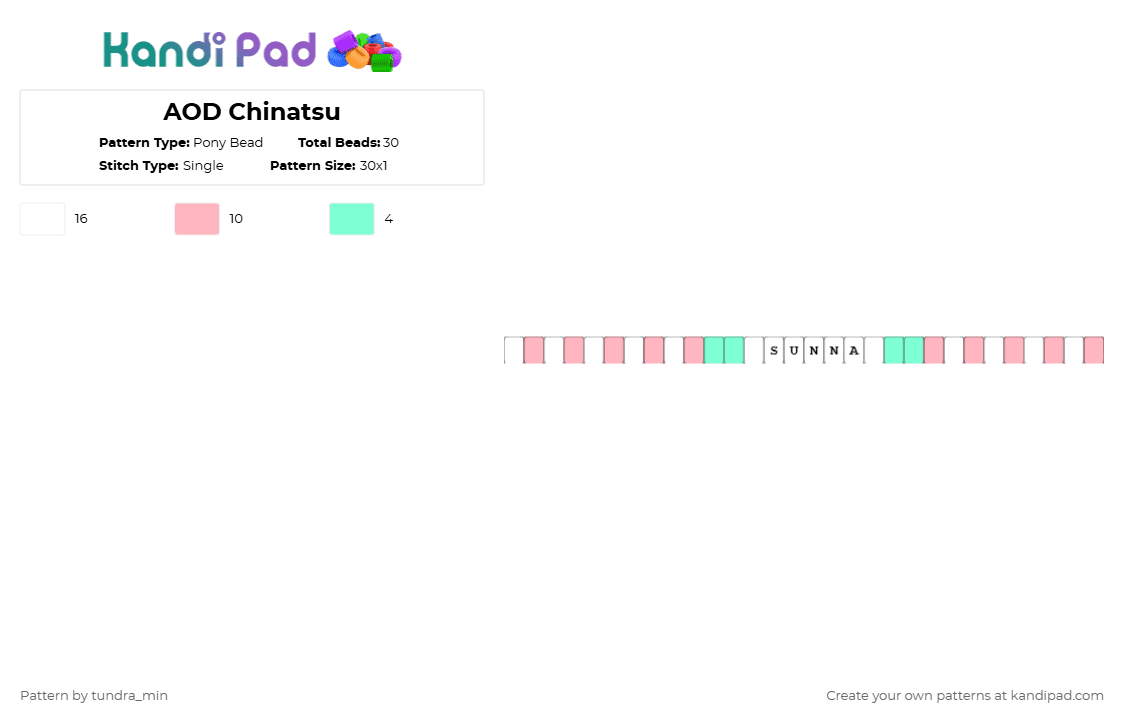Aod Pattern AOD Chinatsu Pony Bead Pattern - Kandi Pad | Kandi Patterns, Fuse Bead ...