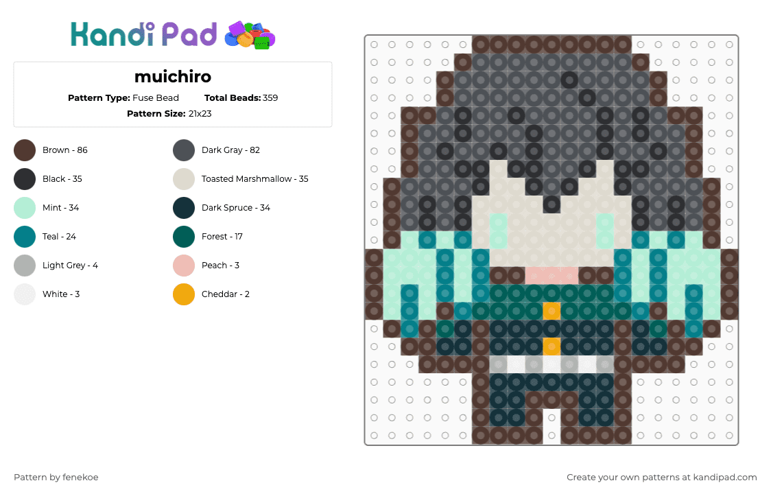 muichiro - Fuse Bead Pattern by fenekoe on Kandi Pad - brown,gray
