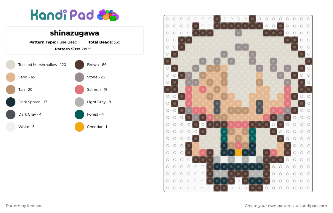 shinazugawa - Fuse Bead Pattern by fenekoe on Kandi Pad - brown,beige