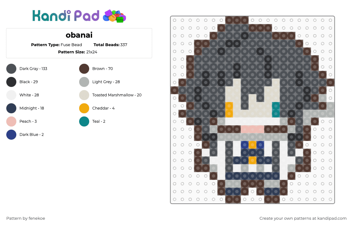 obanai - Fuse Bead Pattern by fenekoe on Kandi Pad - brown,gray,beige