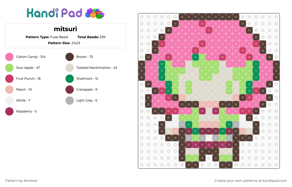 mitsuri - Fuse Bead Pattern by fenekoe on Kandi Pad - brown,pink