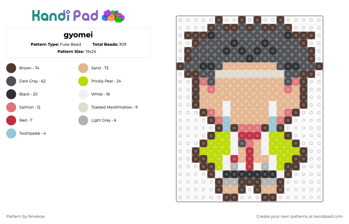 gyomei - Fuse Bead Pattern by fenekoe on Kandi Pad - brown,gray,beige