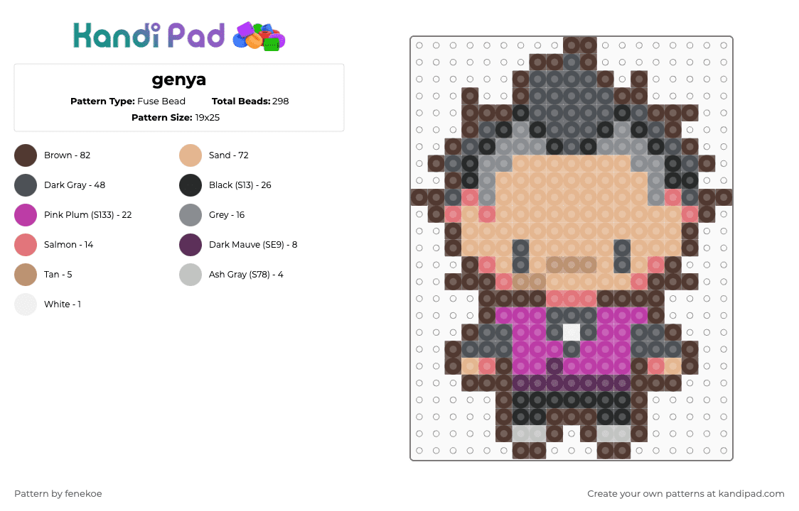 genya - Fuse Bead Pattern by fenekoe on Kandi Pad - brown,gray,beige