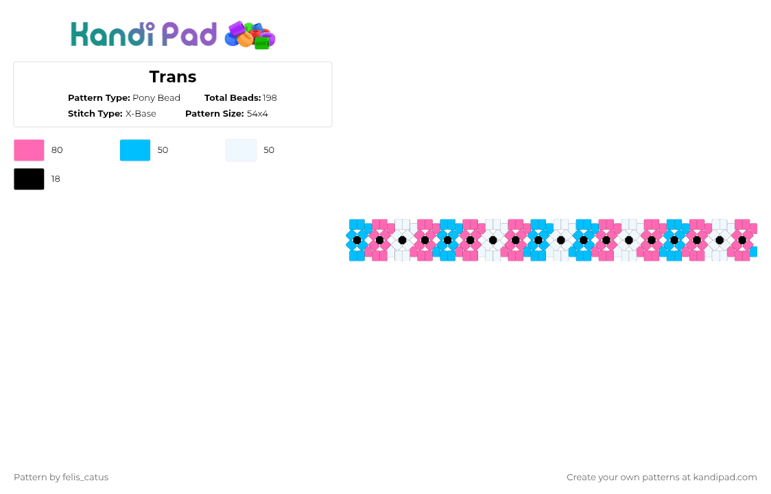 Trans - Pony Bead Pattern by felis_catus on Kandi Pad - light blue,pink