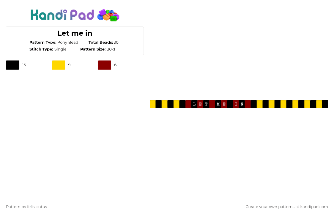 Let me in - Pony Bead Pattern by felis_catus on Kandi Pad - 